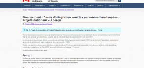 Site «Fonds d'intégration pour les personnes handicapées»